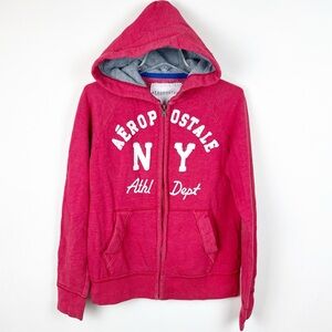 Vintage Y2K Men’s Aeropostale Full Zip Hoodie Red Small New York Grunge Preppy
